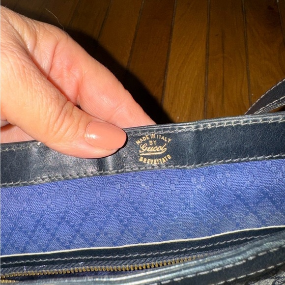 Navy Gucci Sherry line shoulder tote - Picture 7 of 8